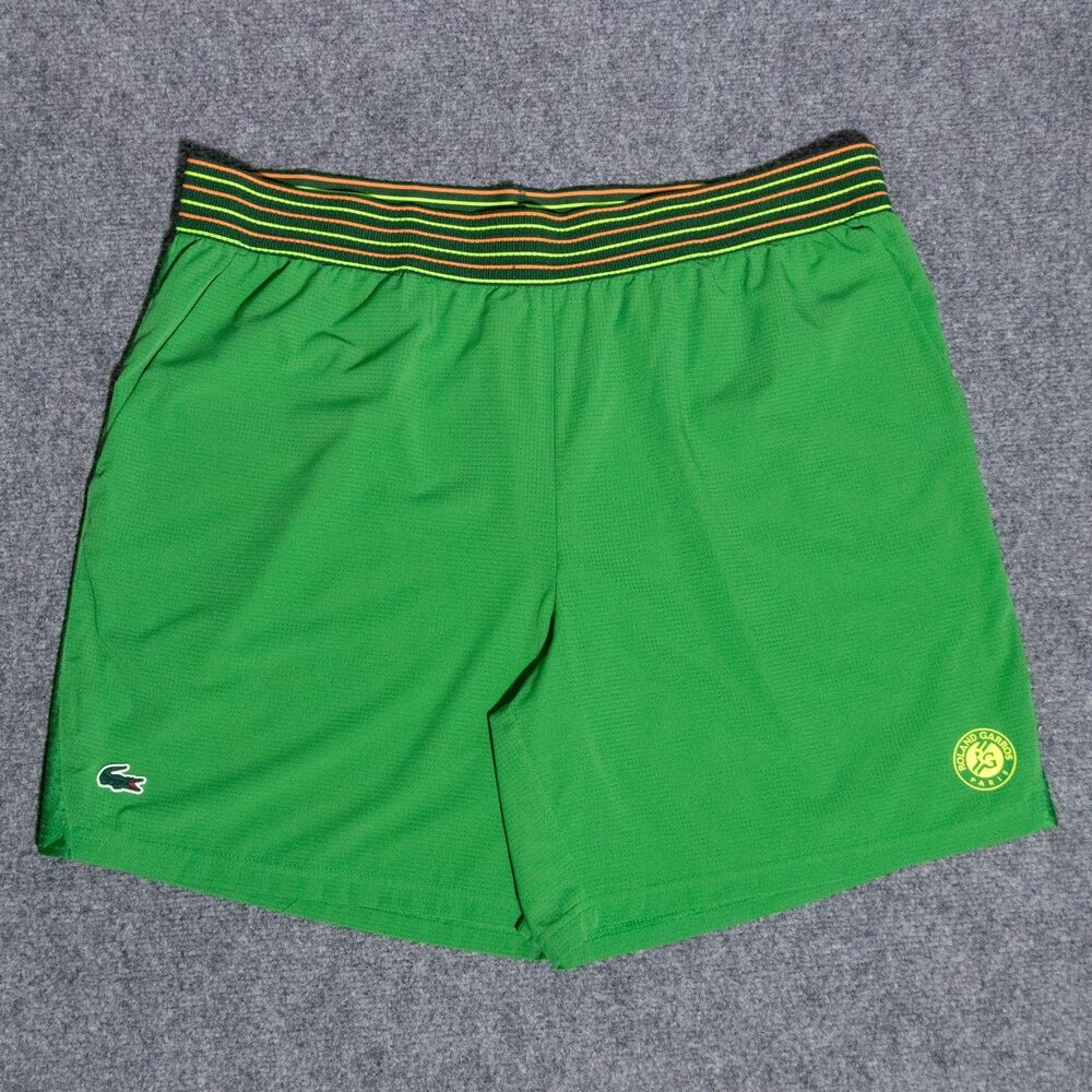 Lacoste Sport Roland Garros Paris Men's Green Shorts XXL Tennis Logo Grand Slam